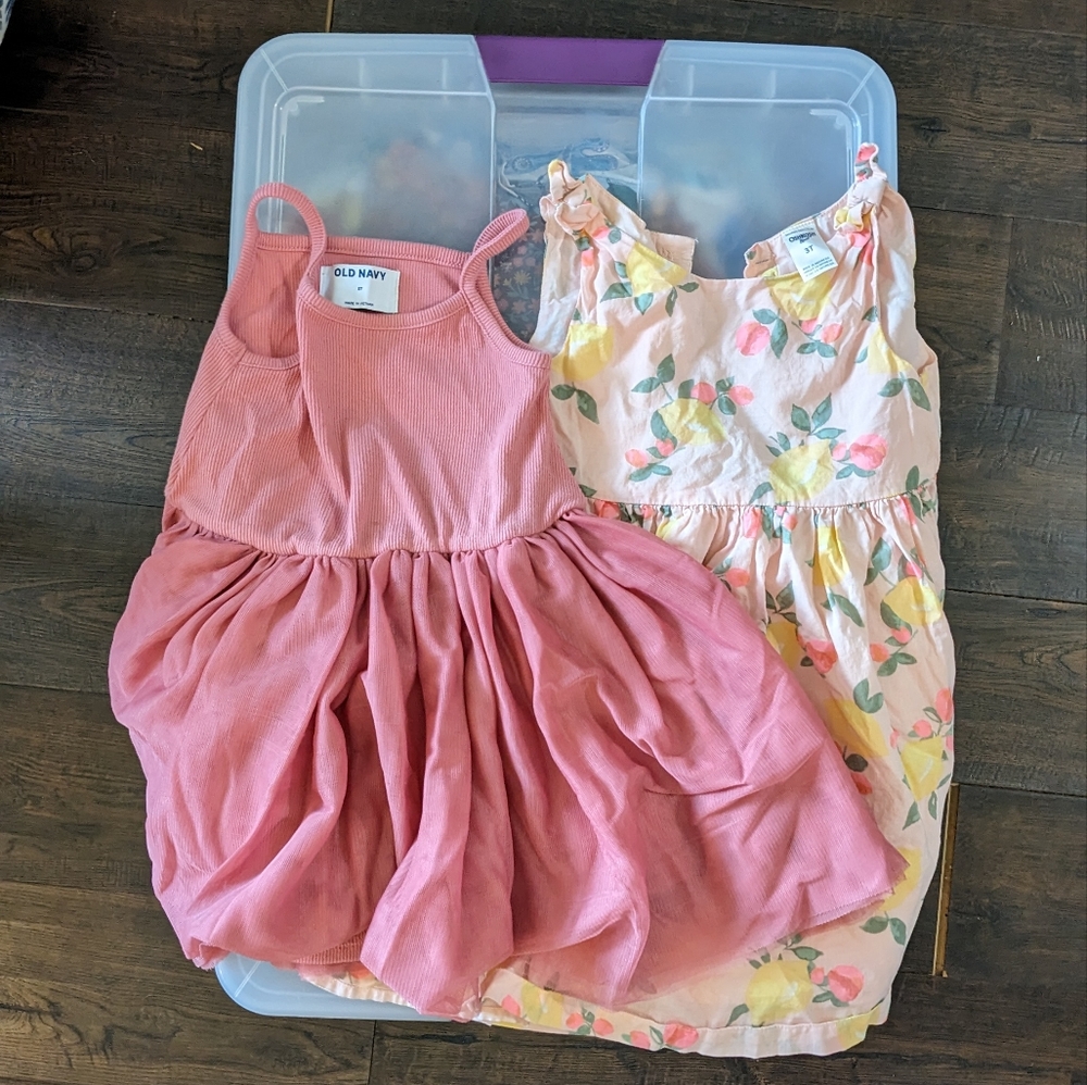 Bundle of 2 Girls 3T Sleeveless Dresses - Osh Kosh and Old Navy